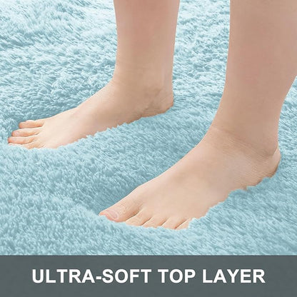 OLANLY Area Rugs for Living Room Bedroom, Machine Washable 4x5.9 ft Soft Fluffy Shaggy Bedside Rug, Indoor Floor Carpet for Kids Girls and Boys, Dorms, Nursery Rooms, Home Decor Aesthetic, Light Blue