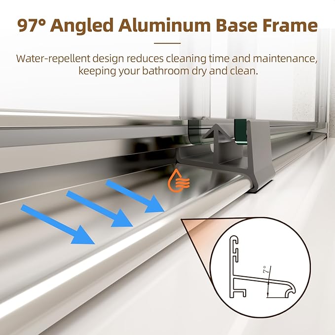 Sliding Shower Door, Royal Guard 50-54" W x 70" H Semi-Frameless Double Sliding