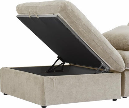160" Cloud Couch Modular Sectional Sofa for Living Room,L Shaped Sofas with Storage Ottoman,Down Filled Convertible 6 Seater, Covers Washable&Replaceable (Khkai)