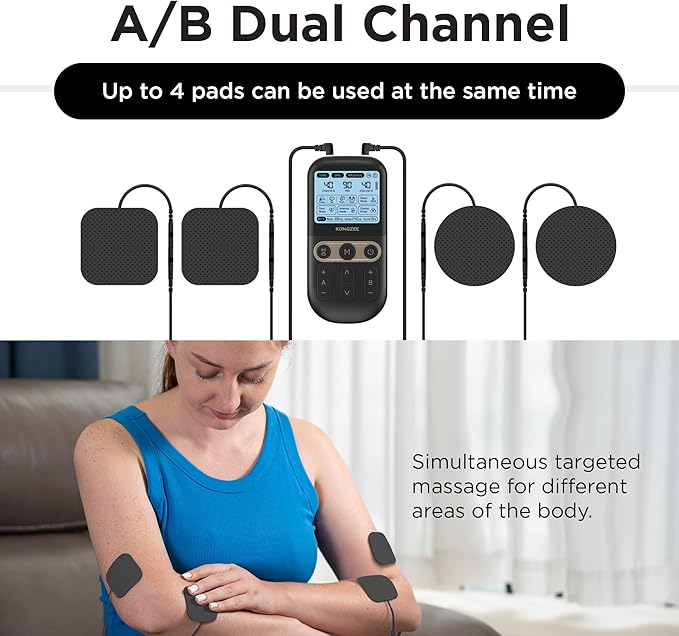 4 in 1 - D.I.Y & Tens Unit & EMS & Massage Muscle Stimulator, Dual Channel TENS