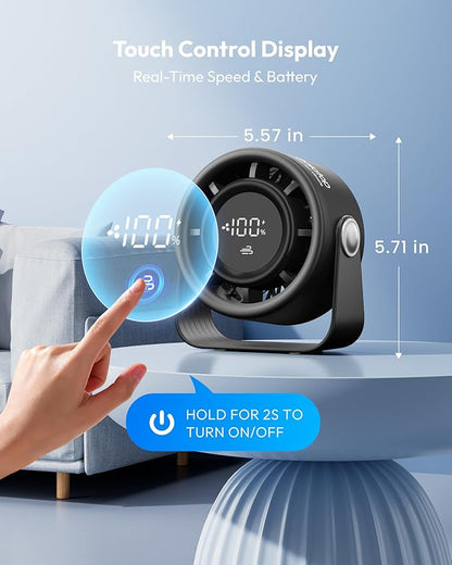 Gaiatop Small Desk Fan Rechargeable, 5in Personal Fan 4000mAh Battery Powered