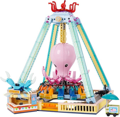 Building Blocks Set,Octopus Swing Amusement Park Building Blocks Toy,Blocks Toy Model Gift for Kids and Adults(1189PCS)