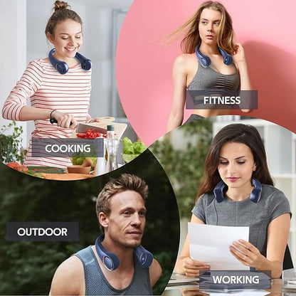 Portable Neck Fan, Hands Free Bladeless, 360° Cooling Personal Fan, Wearable