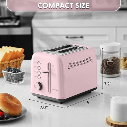 BUYDEEM DT620 2-Slice Toaster, Extra Wide Slots, Retro Stainless Steel