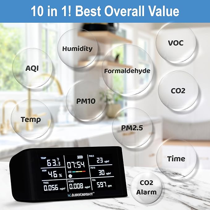 AirKnight Premium Indoor Air Quality Monitor Indoor & Air Quality Sensor. VOC