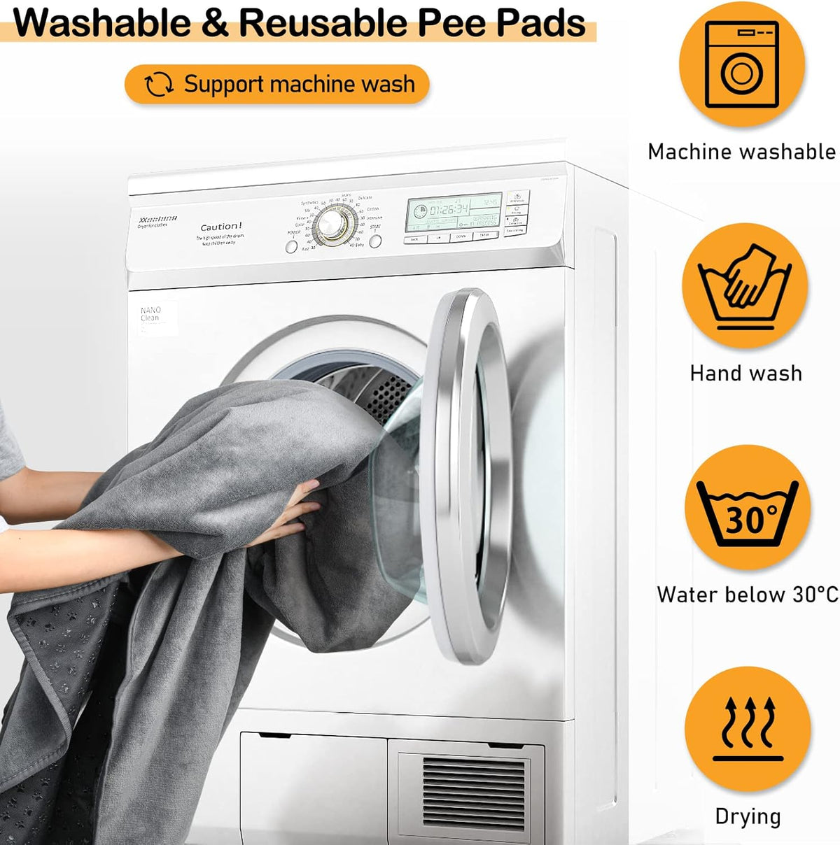 LOOBANI 2 Packs Extra Large Reusable Dog Mat for Floor, Non-Slip Washable Pee Pads for Dogs, Fast Absorbent Pet Whelping Pads, Puppy Playpen Mat for Incontinence, Housebreak, Crate, 72x72in, Mix