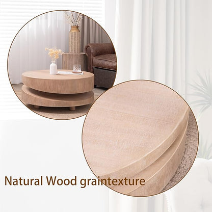 31.3" Modern Round Wood Coffee Table,Natural Finish Accent Table for Living Room