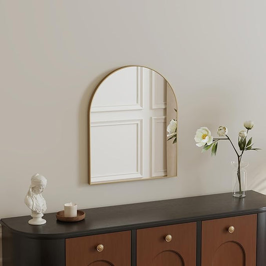 15x18 Inch Compact Gold Arched Mirror Perfect