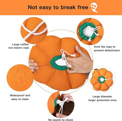 H HIDREAM Cat Cone Collar,Cute Waterproof Recovery Collar,Anti-Bite Lick Wound Healing Safety Elizabethan e Collar for Cats,Orange Pumpkin Halloween Costume, HDY01-005M