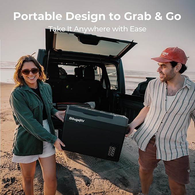 BougeRV 12 Volt Refrigerator, CRPRO 30 Quart 12V Car Fridge, Portable Freezer