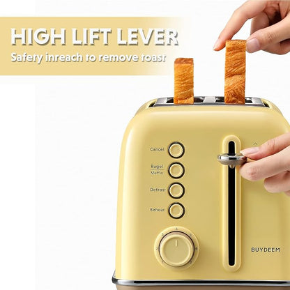 BUYDEEM DT620 2-Slice Toaster, Extra Wide Slots, Retro Stainless Steel