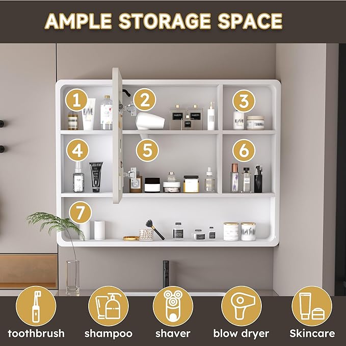 35x28 Inch Bathroom Mirror Cabinet