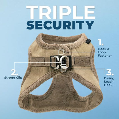 Voyager Step-In Plush Dog Harness – Soft Plush, Step In Vest Harness for Small and Medium Dogs by Best Pet Supplies - Harness (Latte Suede), S (Chest: 14.5 - 16")