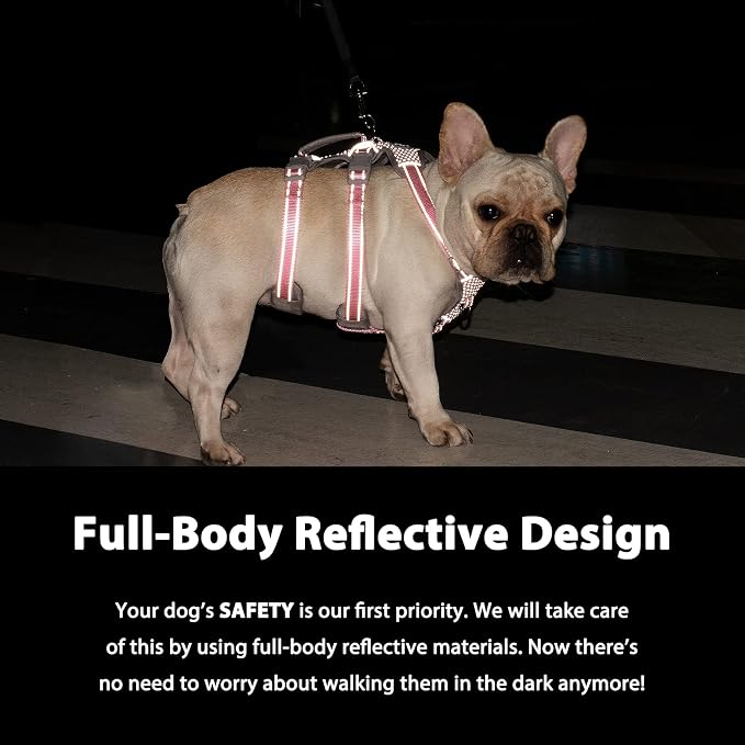 No Escape Dog Harness, Escape Proof Harness, Fully Reflective Harness with Padded Handle, Breathable,Durable, Adjustable Vest for Medium Dogs Walking, Training, and Running Gear (Orange,M)