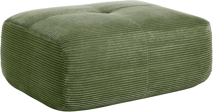 Green Ottoman for Modular Sectional Sofa, Corduroy Deep Seat for Oversized Compressed Boneless Sectional Couches for Living Room Bedroom Apartment, Cloud Sofa Couch Set, Memory Foam, No Assembly