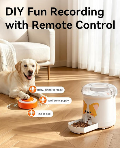 ROJECO Dog Puzzle Feeder Toy,Interactive Puzzle Toys with 8 DIY Stickers | Dogs IQ Training/DIY Recording Remote Button/300ml Capacity/Mixed Snacks/Detachable/for Indoor & Outdoor Play,All Dog Breeds
