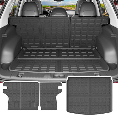powoq Cargo Mat Compatible with 2017-2025 Jeep Compass Trunk Mat Rear Back Seat Protector Cargo Liner TPE Replacement for 2017-2024 2025 Jeep Compass Accessories (Trunk Mat+Backrest Mats)