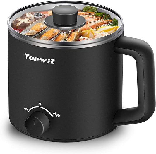 Topwit Hot Pot Electric, Electric Pot, 1.6L Ramen Cooker, Shabu-Shabu, Soup and