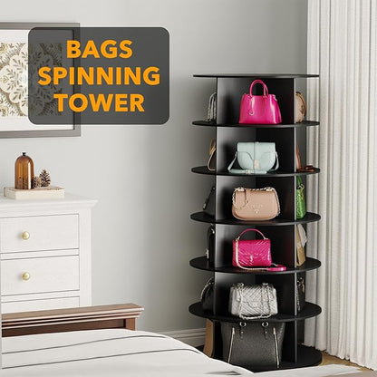 SpaceAid 6 Tier Rotating Shoe Rack Tower, Spinning Shoe Display Lazy Susan