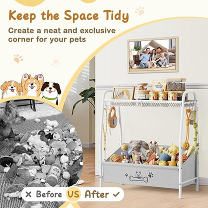Lomivra Large Dog Toy Basket (23.6"x11.2"x9.7"), Dogs Toy Bin with Storage Organizer, Trapezoid Toy Box for Dog Stuff Accessories, Pet Toy Storage Holder Chest for Cat Dogs Essential Supplies