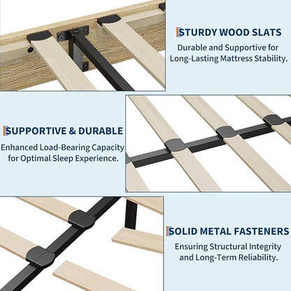 Garvee Wood Platform Bed Frame, King Size Bed Frame, Wood Slat Support, No Box Spring Needed, Easy Assembly, Noise-Free Design, Underbed Space for Storage