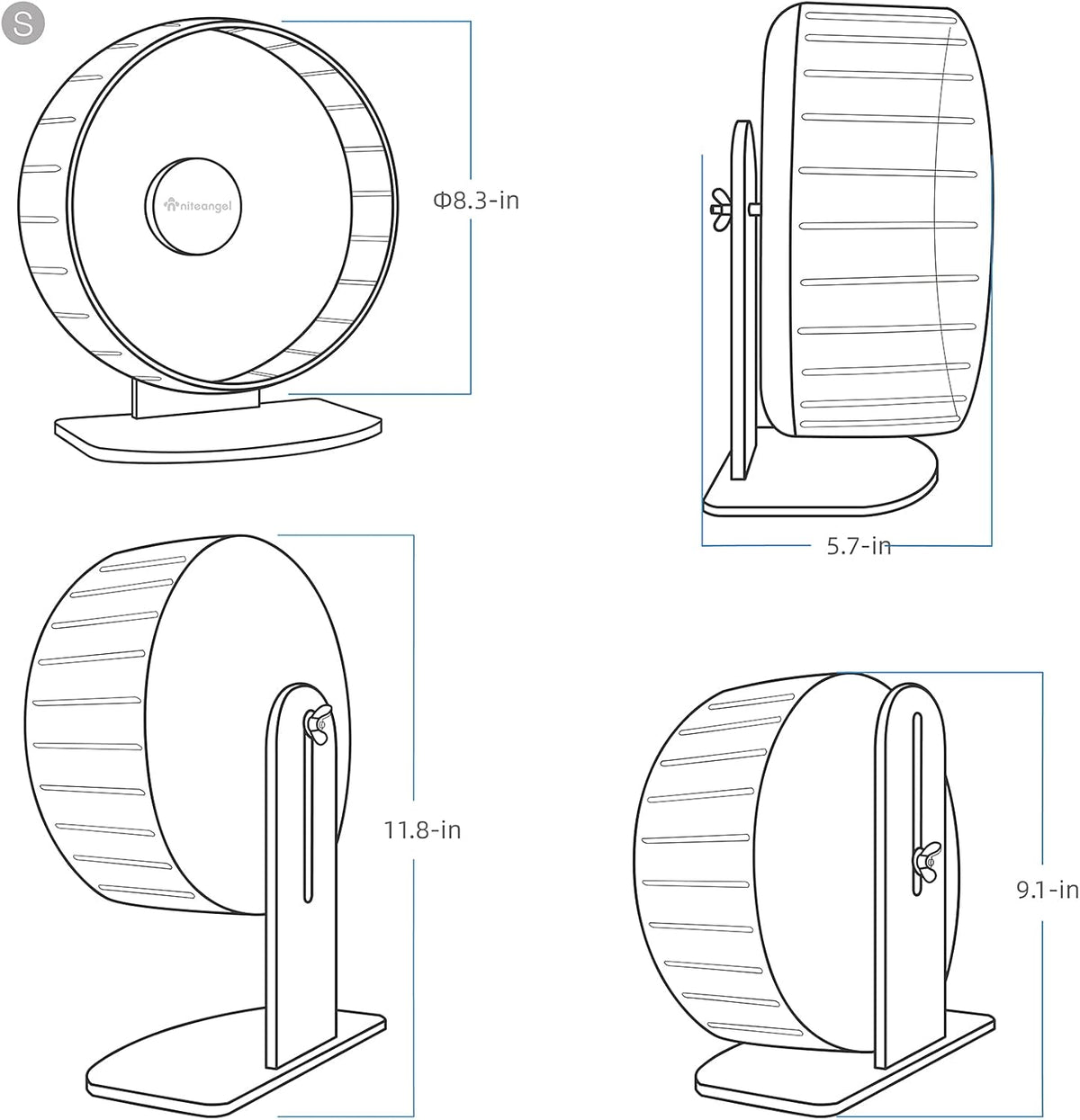 Niteangel Super-Silent Hamster Exercise Wheels: - Quiet Spinner Hamster Running Wheels with Adjustable Stand for Hamsters Gerbils Mice Or Other Small Animals (S, Mint Green)
