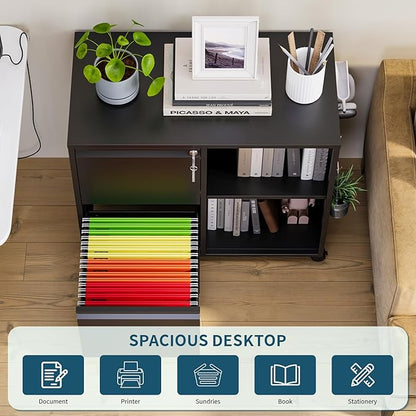 MIIIKO 2 Drawer File Cabinet on Wheels, Metal Filing Cabinets