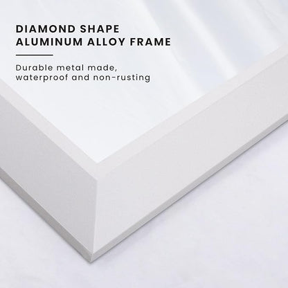 Amorho Bathroom Mirror, 40X38 Inch White Thick Metal Framed Wall Mirrors