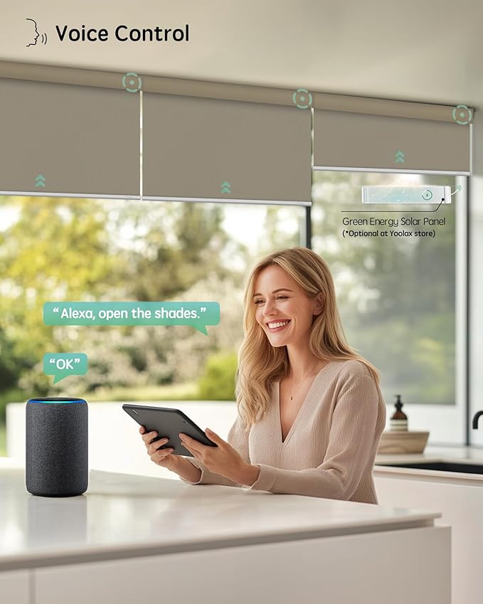 Yoolax Motorized Blinds with Remote, Waterproof Smart Blinds