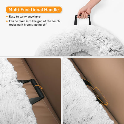GGIB Calming Dog Bed Fluffy Plush Dog Mat for Furniture Protector with Removable Washable Cover for Large Medium Small Dogs and Cats (Extra Extra Large, Light Grey)