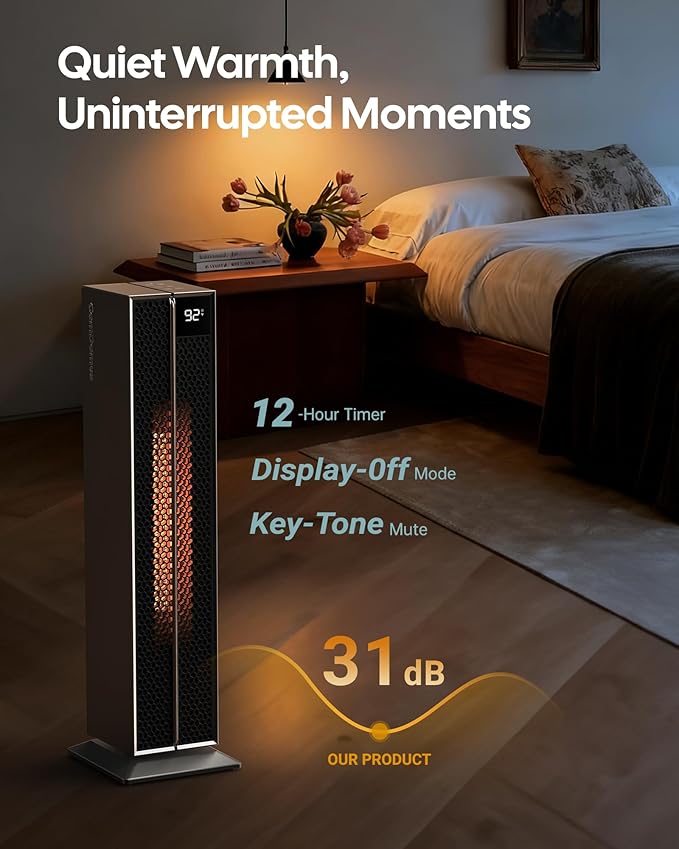 ComDomus Electric Heaters for Indoor Use, 32” Space Heater Large Room