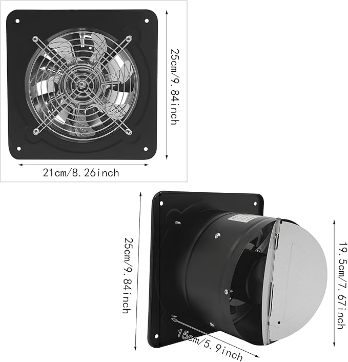 XUFOPLY 7.68 Inch Exhaust Fan, 110V 80W Wall Mounted Vent Fans 2600RPM Kitchen