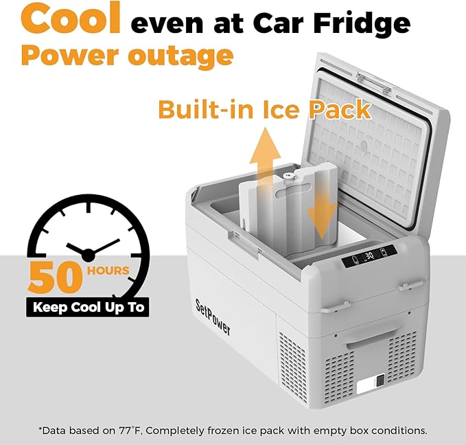Setpower Car Refrigerator 50 Hours Backup Cooling 27 Quart 12 volt Fridge