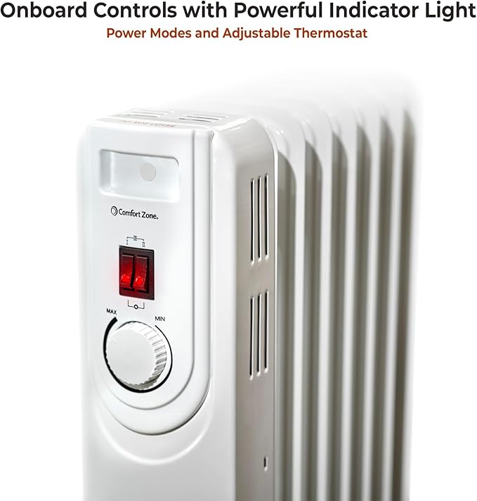 Comfort Zone Electric Oil-Filled Radiant Radiator Space Heater, Never Refill
