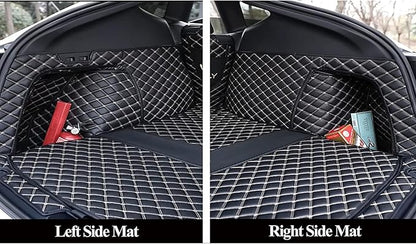 SUV Trunk Mat Compatible with BMW X5 7 Seater 2014-2018 Heavy Duty Back Seat Cover & Rear Cargo Mat & High Side Panel - Black with Gold Stitching