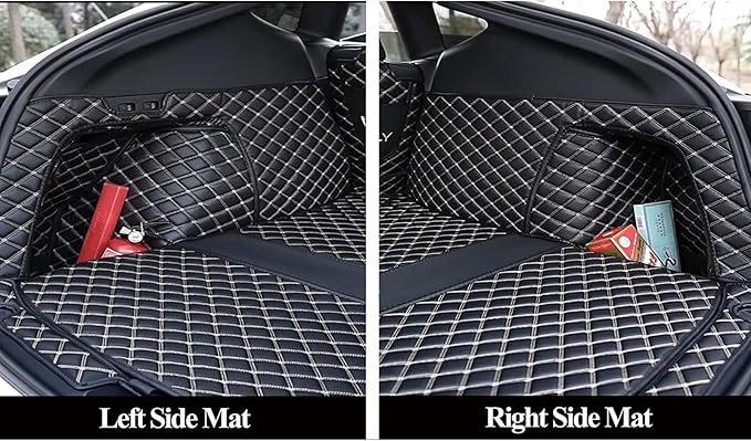 Trunk Mat Cover Compatible with BMW X5 PHEV 2019-Current Back Seat Cover & Cargo Liner & High Side Mats Heavy Duty Leather Mat - Black with Black Stitching