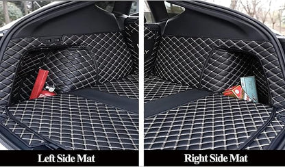 SUV Trunk Mat Compatible with BMW X5 7 Seater 2008-2013 Heavy Duty Back Seat Cover & Rear Cargo Mat & High Side Panel - Black with Gpld Stitching