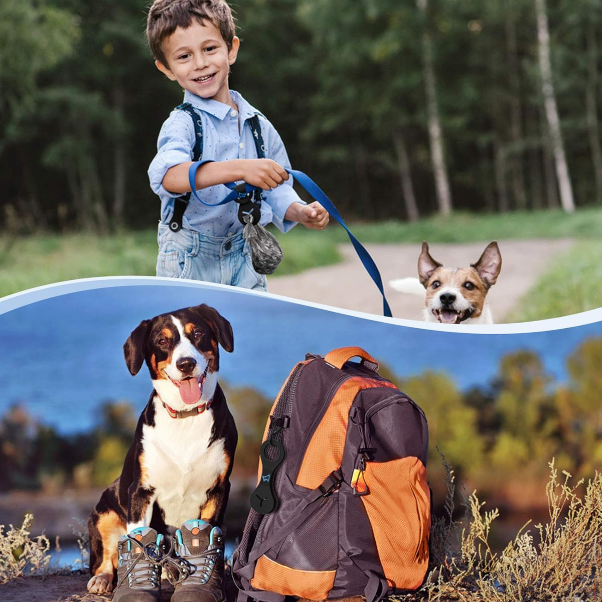 PuppyDoggy Dog Poop Bag Holder for Leash Waste Bag Carrier Dog Poop Bag Dispenser for Walking Running Bicycle Accessory 4 pieces (Black)