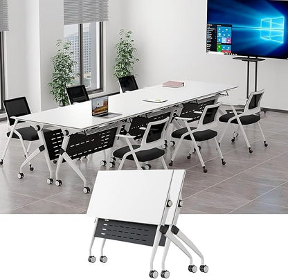 YUOXU Conference Room Table,Folding Conference Table,Flip Top Mobile Desk with Locking Silent Casters-Space Saving Rolling Table for Training Room, Office, Classroom (2, 62.99 * 23.62 * 29.53")