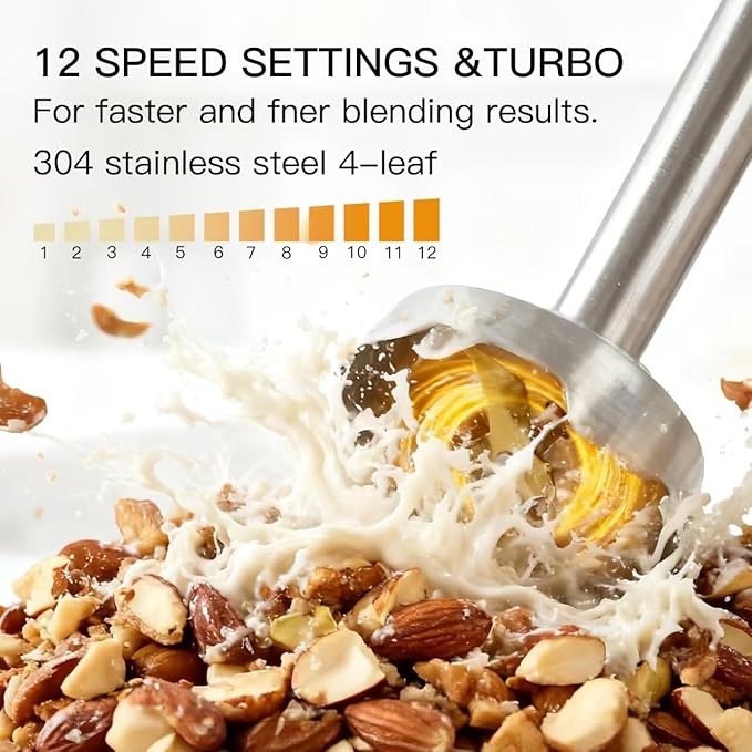 MegaWise Stainless Steel Titanium Reinforced 3-in-1 Immersion Hand Blender