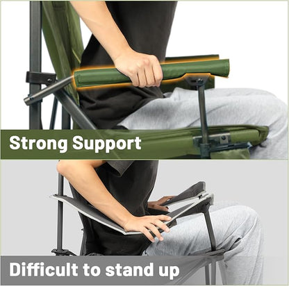 TIMBER RIDGE Oversized Folding Camping Chair High Back Heavy Duty for Adults Support up to 500lbs with Cup Holder, Side Pocket Cooler Bag