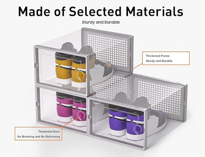 Kuject X-Large Shoe Storage Boxes Organizers Clear Plastic Stackable 12 Pack