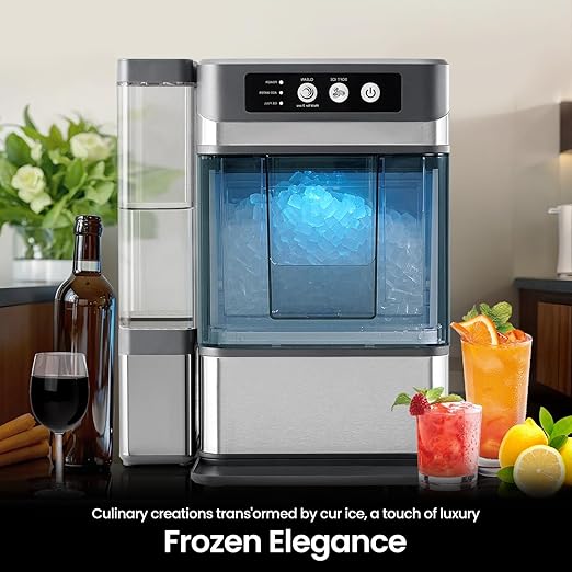Chewable Crunchable Countertop Nugget Ice Maker，with Side Water Tank, 41 Lbs in
