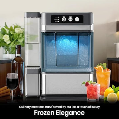 Chewable Crunchable Countertop Nugget Ice Maker，with Side Water Tank, 41 Lbs in