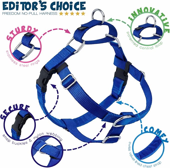 2 Hounds Design Freedom No Pull Dog Harness, Harness ONLY, Royal Blue, Medium (1" Wide)