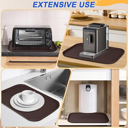 SMILOOL Waterproof Silicone Pet Food Mat with Raised Edge for Dog & Cat | 22" x 14" Non-Slip Pet Feeding Mats with Lip for Food & Water Bowl, Food Grade, Easy Cleaning, Dark Brown