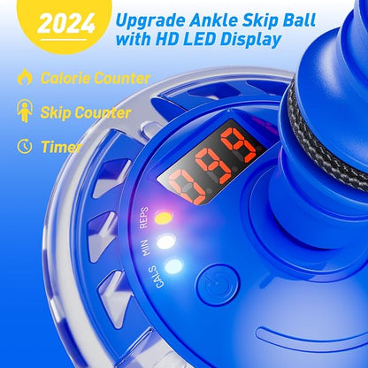 Skip Ball for Kids, Ankle Skip Ball Toy with Counter, Timer and Cal Calculator, Boys Birthday Gifts for Age 6 7 8 9 10+, Rechargeable Colorful Flash Wheel Skip Ball for Boys, Indoor Outdoor Toys