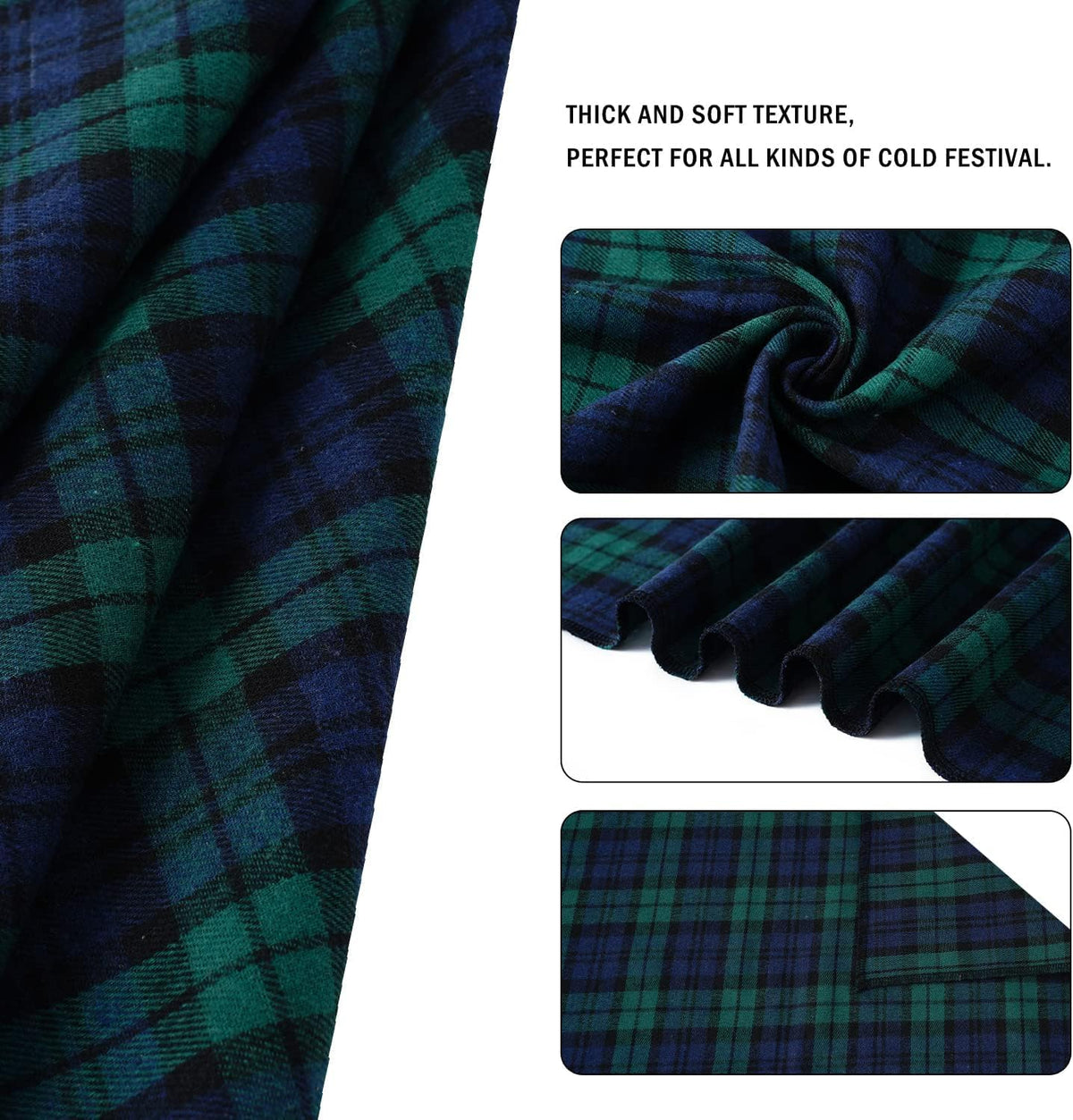 E-Clover Dog Bandanas Boy & Matching Scrunchie Set Plaid Dog Scarf Kerchief for Medium Large Dog Pet Bandana Owner Gifts Blue Green Fall