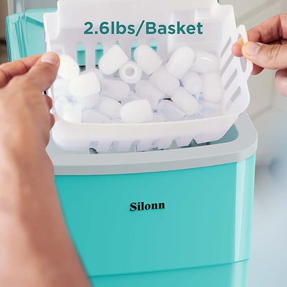 Silonn Ice Makers Countertop, 9 Cubes Ready in 6 Mins, 26lbs in 24Hrs,