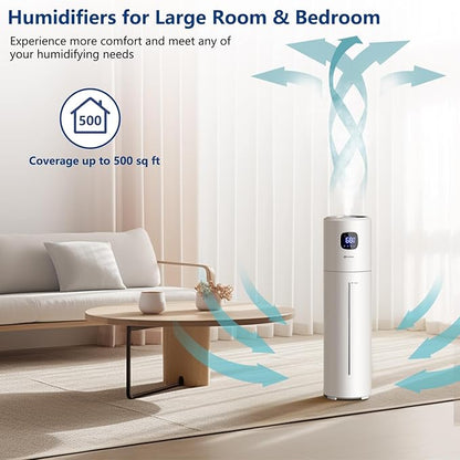 Akeshan Large Humidifiers for Bedroom, 9L/2.5Gal Ultrasonic Cool Mist, Top Fill